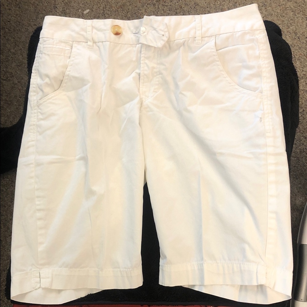 Christopher Blue White Flat-Front Womens Shorts